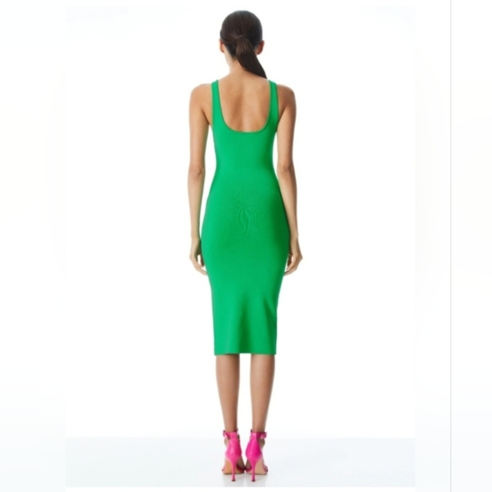 alice + olivia darian green midi dress Size Meduim - Picture 6 of 16